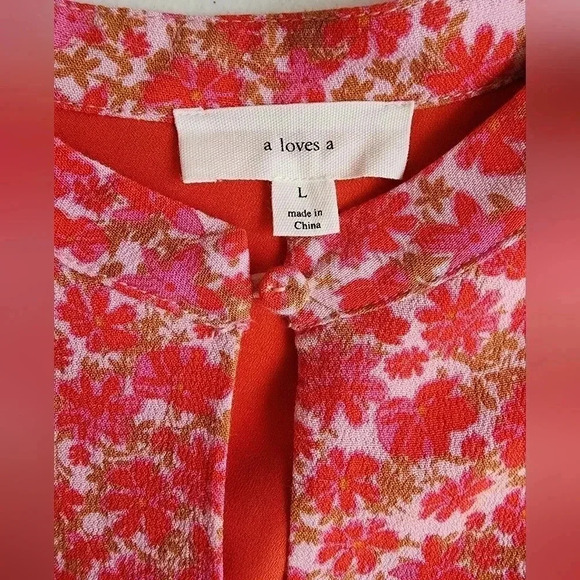 A loves a floral cherry print dress size L rayon - Picture 9 of 15